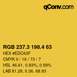 カラーコード: RGB 237.3 198.4 63 | qconv.com