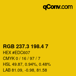 カラーコード: RGB 237.3 198.4 7 | qconv.com