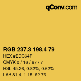 カラーコード: RGB 237.3 198.4 79 | qconv.com