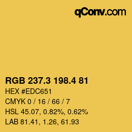 カラーコード: RGB 237.3 198.4 81 | qconv.com