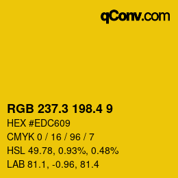 カラーコード: RGB 237.3 198.4 9 | qconv.com