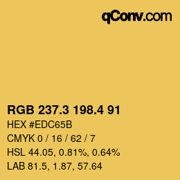 カラーコード: RGB 237.3 198.4 91 | qconv.com