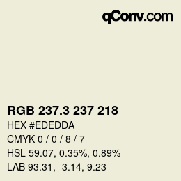 カラーコード: RGB 237.3 237 218 | qconv.com
