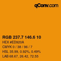 カラーコード: RGB 237.7 146.6 10 | qconv.com