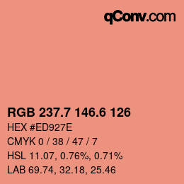 カラーコード: RGB 237.7 146.6 126 | qconv.com