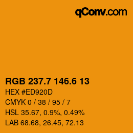カラーコード: RGB 237.7 146.6 13 | qconv.com
