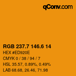 カラーコード: RGB 237.7 146.6 14 | qconv.com