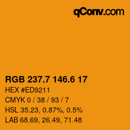 カラーコード: RGB 237.7 146.6 17 | qconv.com