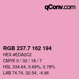 カラーコード: RGB 237.7 162 194 | qconv.com