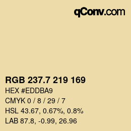 カラーコード: RGB 237.7 219 169 | qconv.com