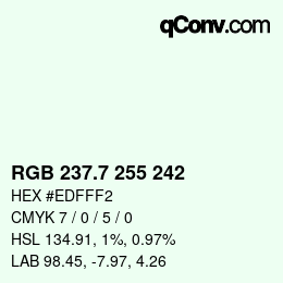 カラーコード: RGB 237.7 255 242 | qconv.com