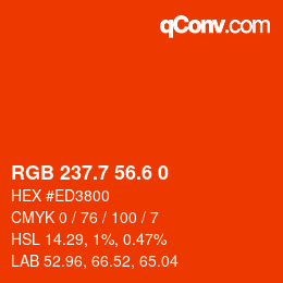 カラーコード: RGB 237.7 56.6 0 | qconv.com