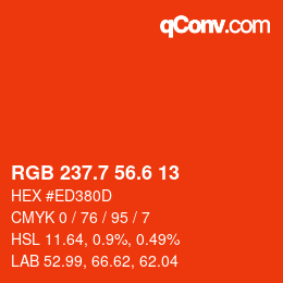 カラーコード: RGB 237.7 56.6 13 | qconv.com