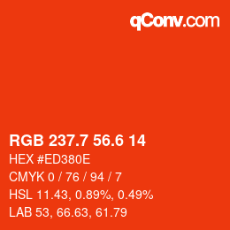 カラーコード: RGB 237.7 56.6 14 | qconv.com