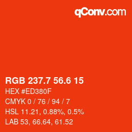 カラーコード: RGB 237.7 56.6 15 | qconv.com