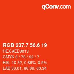 カラーコード: RGB 237.7 56.6 19 | qconv.com