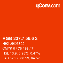 カラーコード: RGB 237.7 56.6 2 | qconv.com