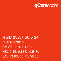 カラーコード: RGB 237.7 56.6 24 | qconv.com