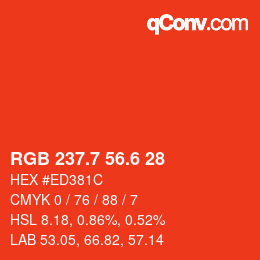 カラーコード: RGB 237.7 56.6 28 | qconv.com