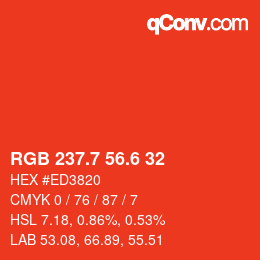 カラーコード: RGB 237.7 56.6 32 | qconv.com