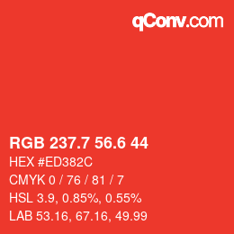 カラーコード: RGB 237.7 56.6 44 | qconv.com