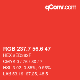 カラーコード: RGB 237.7 56.6 47 | qconv.com