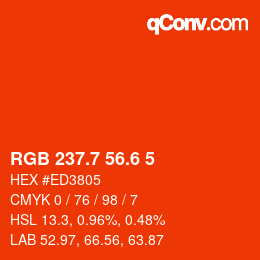 カラーコード: RGB 237.7 56.6 5 | qconv.com