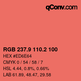 Farbcode: RGB 237.9 110.2 100 | qconv.com