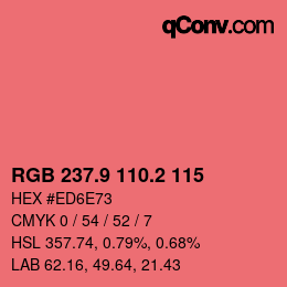 カラーコード: RGB 237.9 110.2 115 | qconv.com