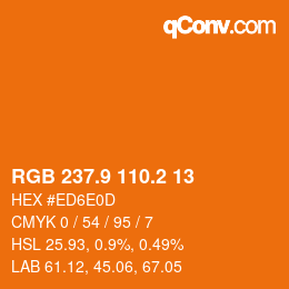Color code: RGB 237.9 110.2 13 | qconv.com