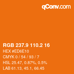 カラーコード: RGB 237.9 110.2 16 | qconv.com