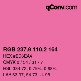 カラーコード: RGB 237.9 110.2 164 | qconv.com