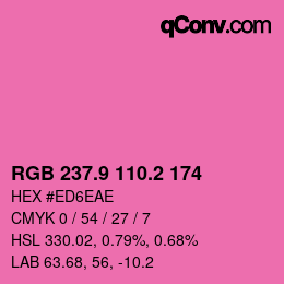 カラーコード: RGB 237.9 110.2 174 | qconv.com