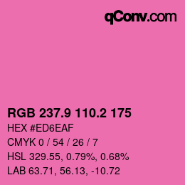 カラーコード: RGB 237.9 110.2 175 | qconv.com