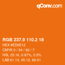 Color code: RGB 237.9 110.2 18 | qconv.com
