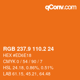 Color code: RGB 237.9 110.2 24 | qconv.com