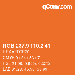 Color code: RGB 237.9 110.2 41 | qconv.com