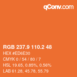 Color code: RGB 237.9 110.2 48 | qconv.com