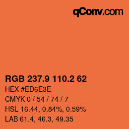 Color code: RGB 237.9 110.2 62 | qconv.com