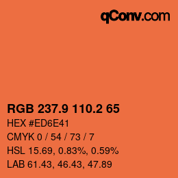 Color code: RGB 237.9 110.2 65 | qconv.com