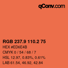 Color code: RGB 237.9 110.2 75 | qconv.com