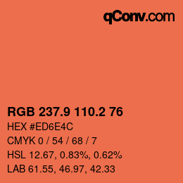 Color code: RGB 237.9 110.2 76 | qconv.com