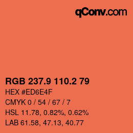 カラーコード: RGB 237.9 110.2 79 | qconv.com