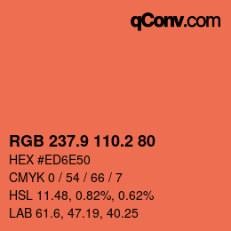 Color code: RGB 237.9 110.2 80 | qconv.com