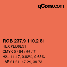 Color code: RGB 237.9 110.2 81 | qconv.com