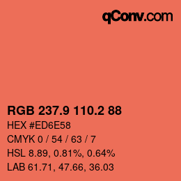 カラーコード: RGB 237.9 110.2 88 | qconv.com