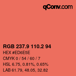 Farbcode: RGB 237.9 110.2 94 | qconv.com