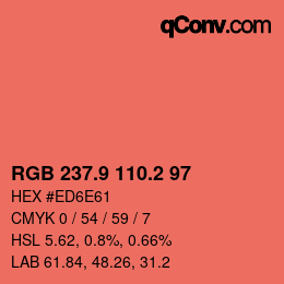 カラーコード: RGB 237.9 110.2 97 | qconv.com