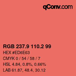 Color code: RGB 237.9 110.2 99 | qconv.com