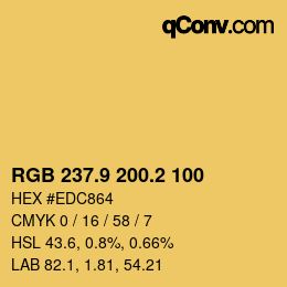 Color code: RGB 237.9 200.2 100 | qconv.com